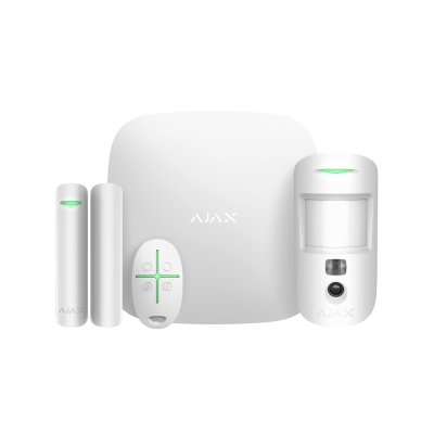 Ajax StarterKit Cam Plus - стартовый комплект системы безопасности с фотоверификацией тревог и поддержкой LTE - Белый
