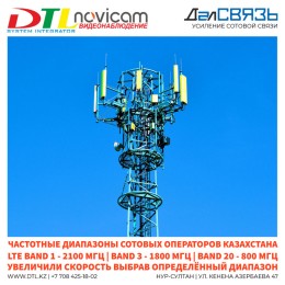 Частотные диапазоны сотовых операторов Казахстана - LTE Band 1 - 2100 МГц | Band 3 - 1800 МГц | Band 20 - 800 МГц