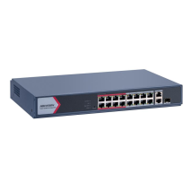 Hikvision DS-3E1318P-EI/M PoE Коммутатор - 16 PoE портов RJ45 100 Мбит/с - 1 Uplink RJ45 1Гбит/с - Uplink Combo 1×RJ45 1Гбит/с + 1×SFP 1Гбит/с