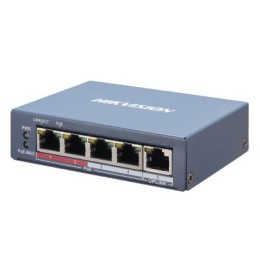Hikvision DS-3E1105P-EI/M PoE Коммутатор - 4 PoE порта RJ45 100 Мбит/с - 1 Uplink RJ45 100 Мбит/с