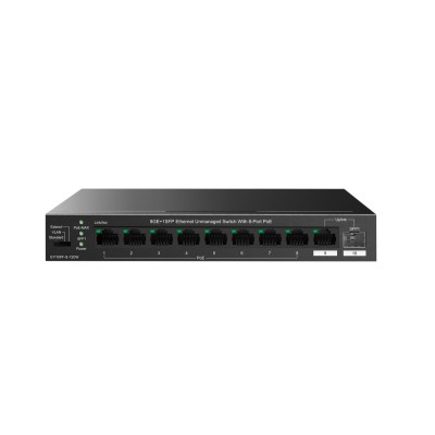 IP-Com G1110PF-8-120W - 10 портовый неуправляемый гигабитный PoE коммутатор, 8 PoE портов RJ45 1000 Мбит/с + 1 Uplink RJ45 1000 Мбит/с + 1 Uplink SFP