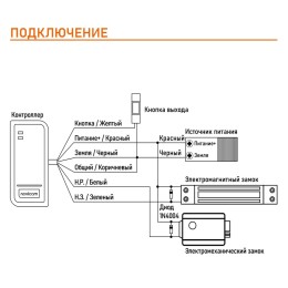 Схемы для подключения электромагнитного замка и контроллера