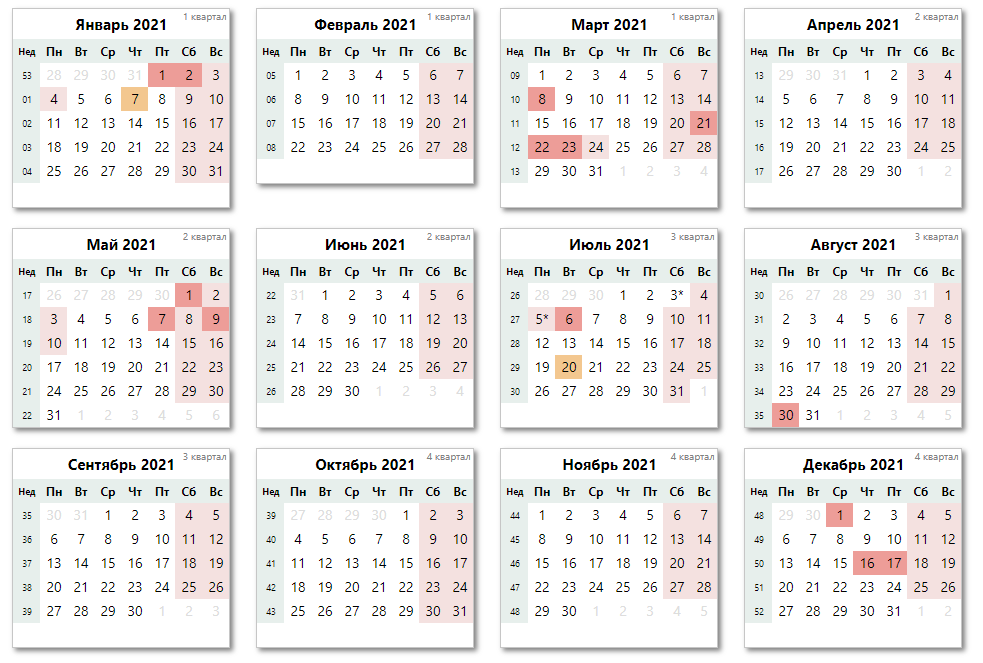 Календарь, праздничные и выходные дни в Республике Казахстан в 2021 году